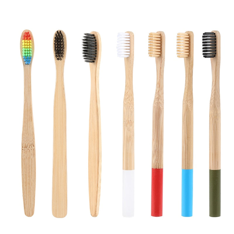 Eco-Friendly Natural Bamboo Charcoal Toothbrush Soft Bristle Wooden Handle Adult Teeth Clean Travel Tooth Brush