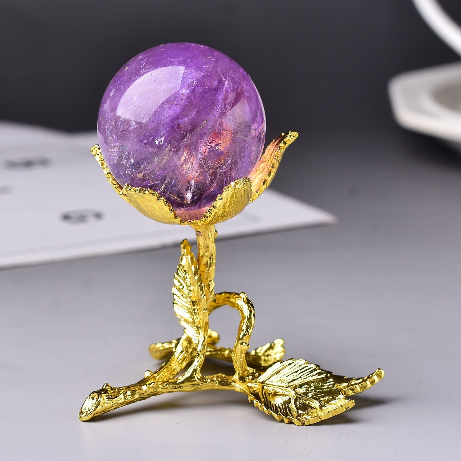 Golden Branch Abundance Shape Crystal Ball Holder Room Decor Sphere Stand Holder Ornament Stand Base Crystal Ball Display