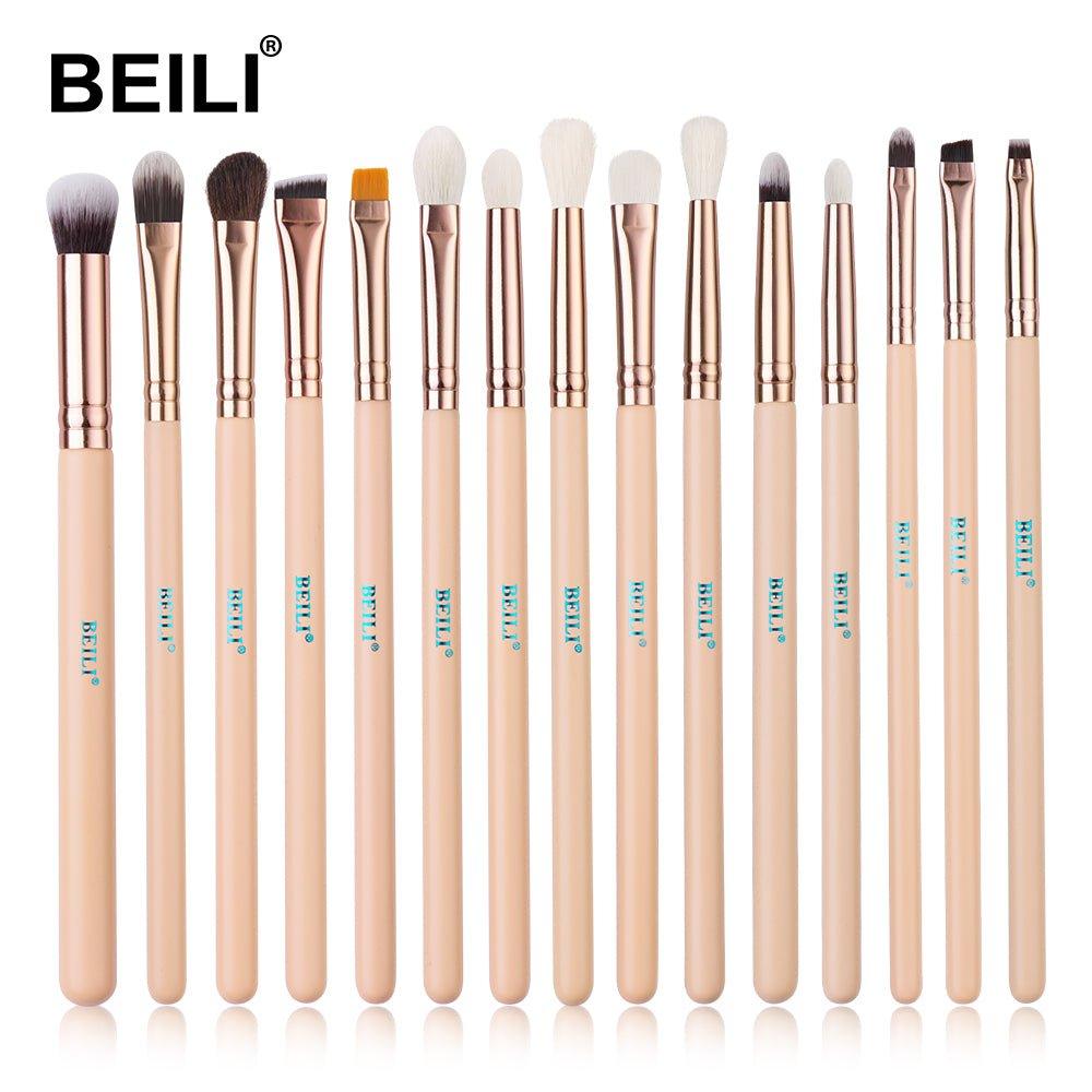 BEILI 15/19Pcs Rose Gold Eye Brush Set FE15/FE19