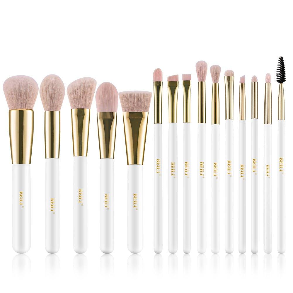 BEILI 15Pcs Premium Pink Vegan Makeup Brush Set WG15/WG15T With Holder