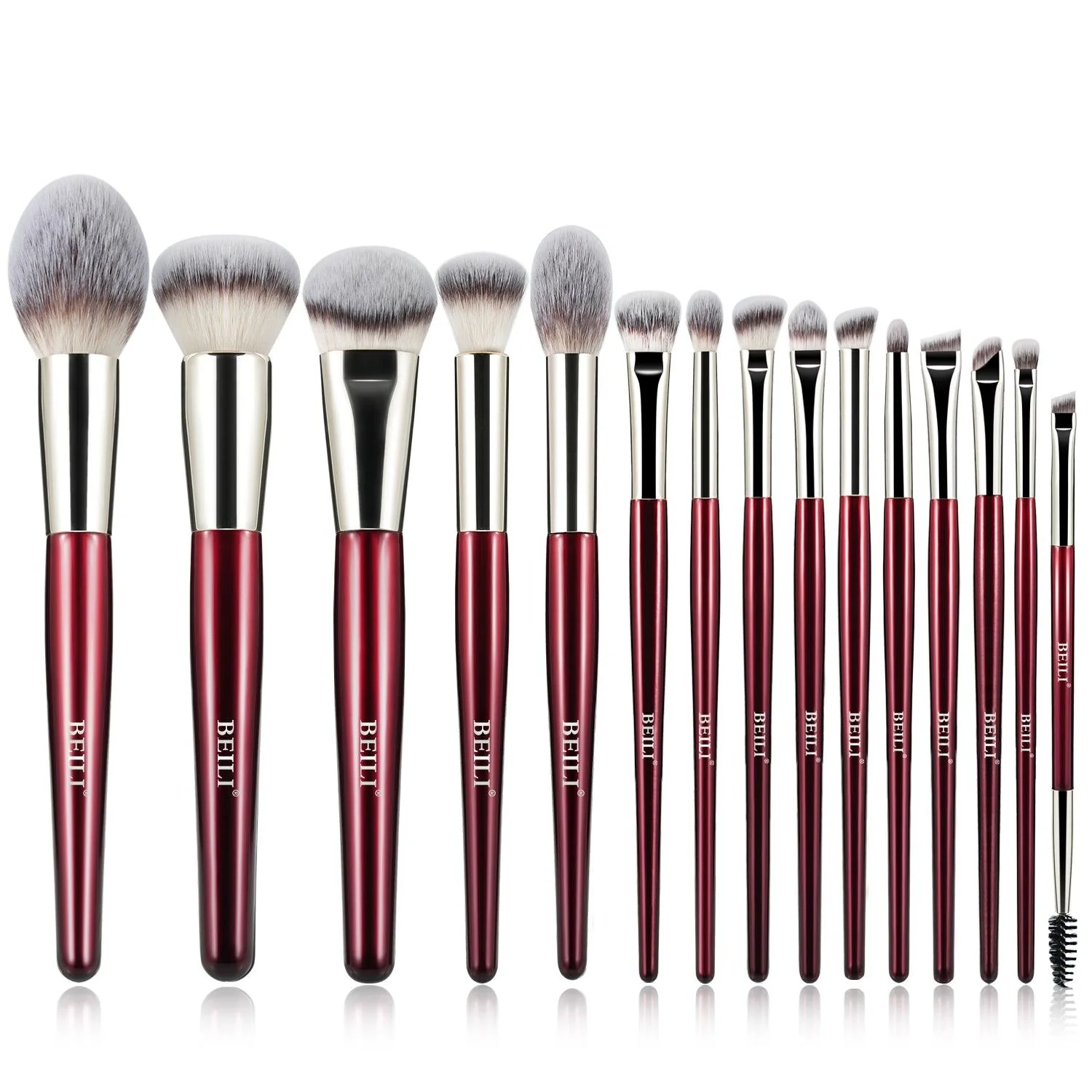 BEILI 30/15/9/8/1Pcs Red Vegan Comprehensive Makeup Brushes Set PR30/15/9/8