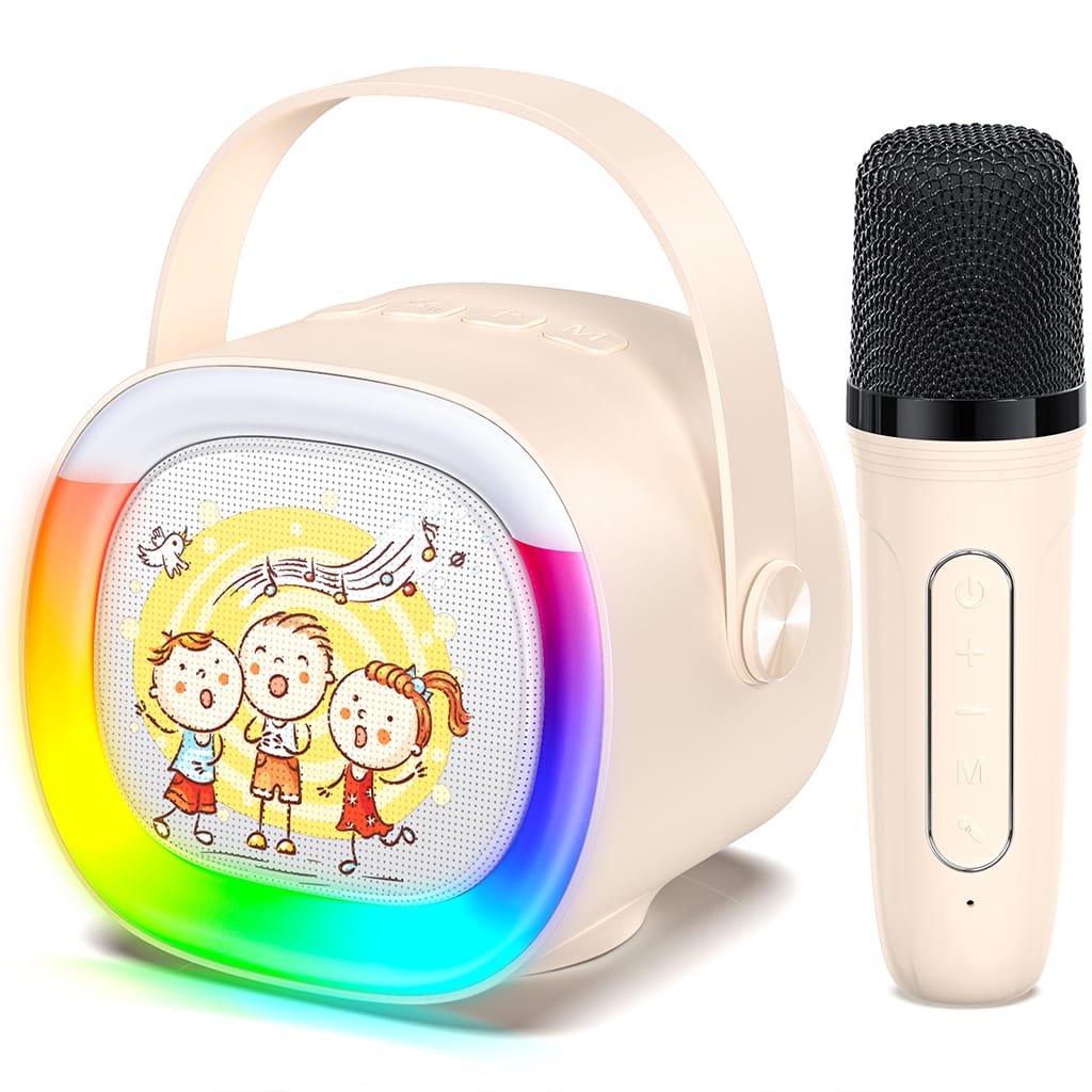 JYX D28 Mini Karaoke Machine with 2 Wireless Microphone & LED