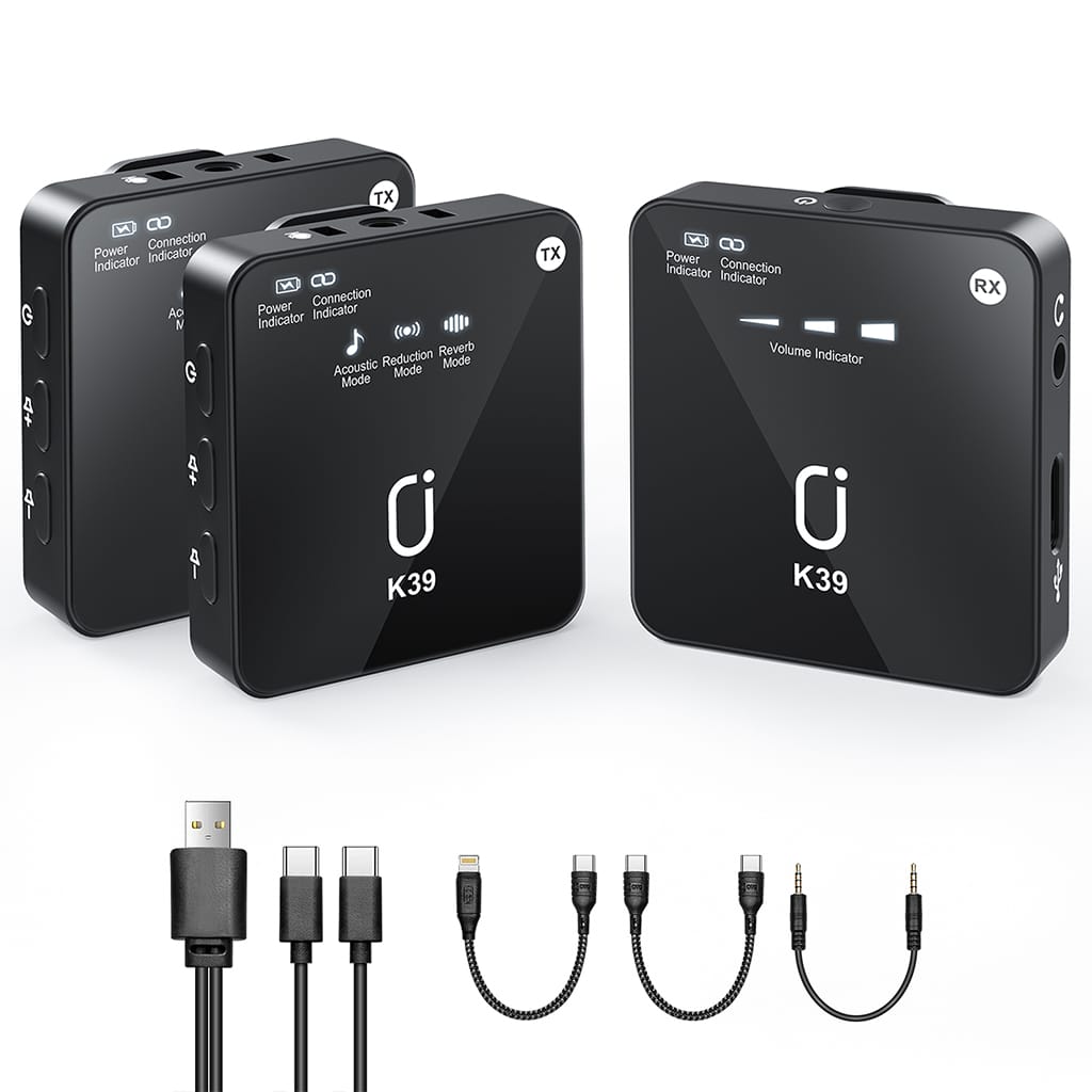 JYX K39 Wireless Lavalier Microphones for iPhone and Android
