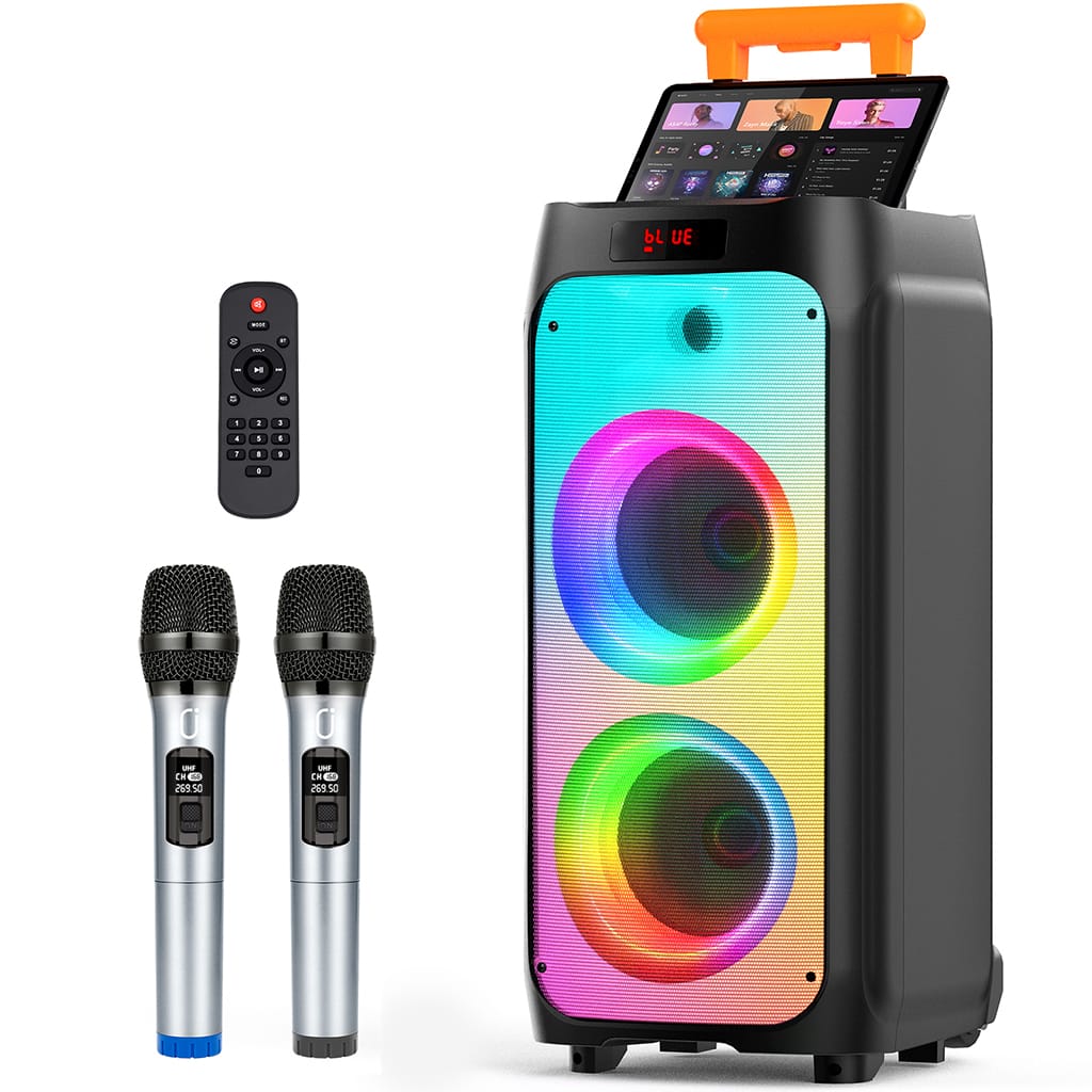 JYX T8 500W Karaoke Machine with 2 Wireless Microphones