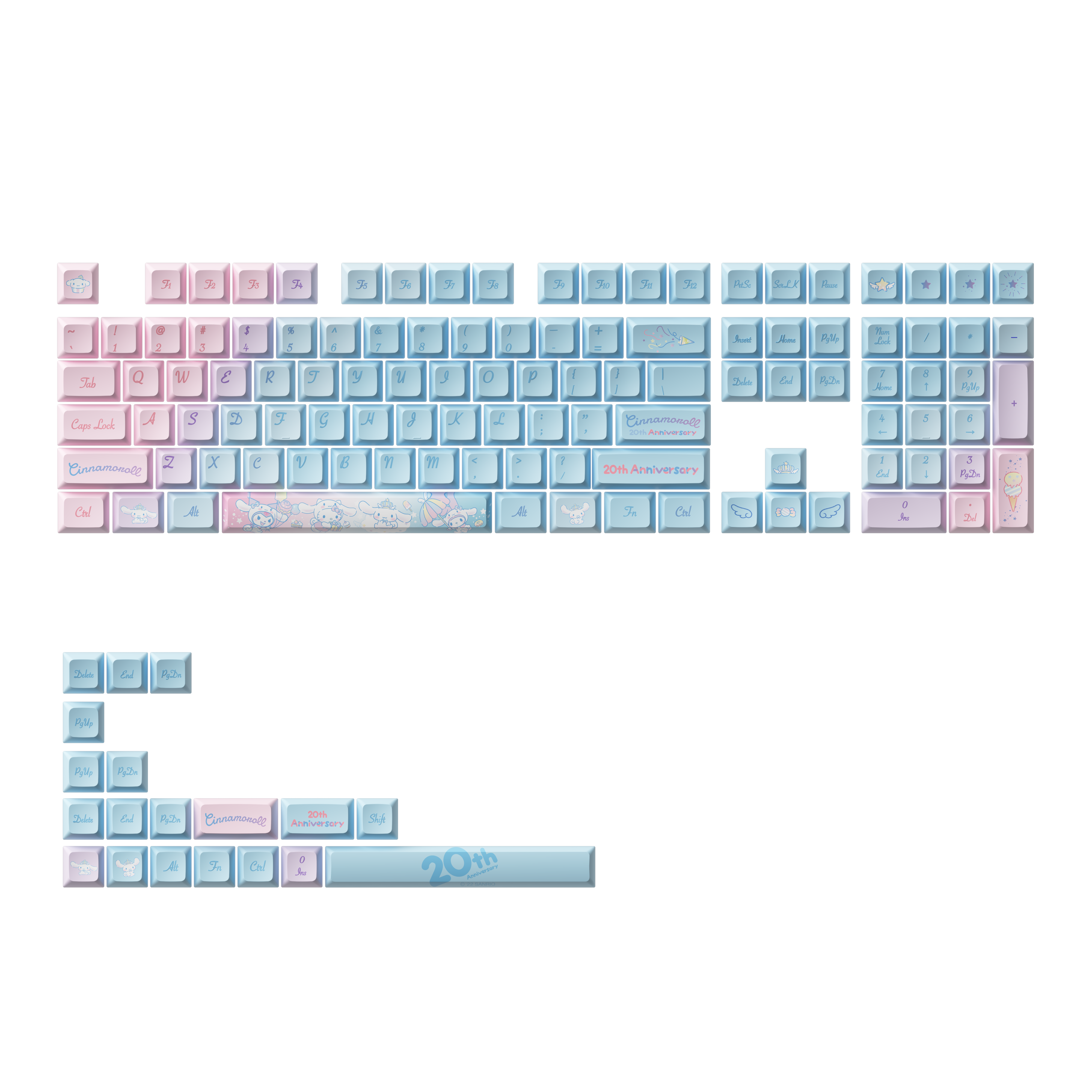 Cinnamoroll 20th Anniversary Rainbow Keycap Set