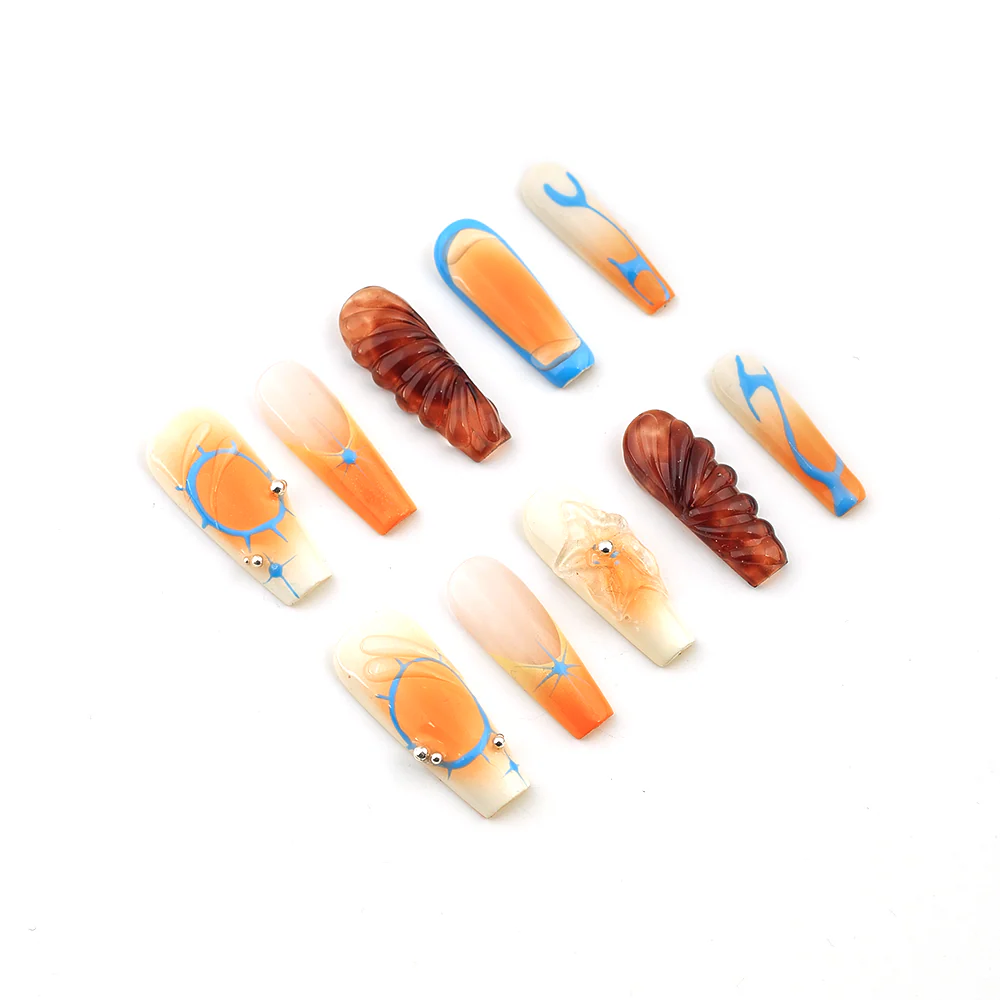 Byskire Tropical VIBES Chicnails Handmade Press On Nails , Medium Length Womannails Girlynails , Weddingnails、Coffin Partynails、Dailynails、Festivenails , Salon Quality Nail Art 10 Pieces&5 Gifts Including Tape&Nail Files, USA