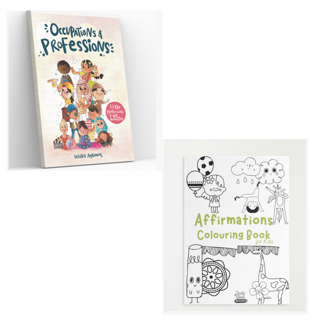 Occupations and Professions + Affirmations Colouring Book for Kids