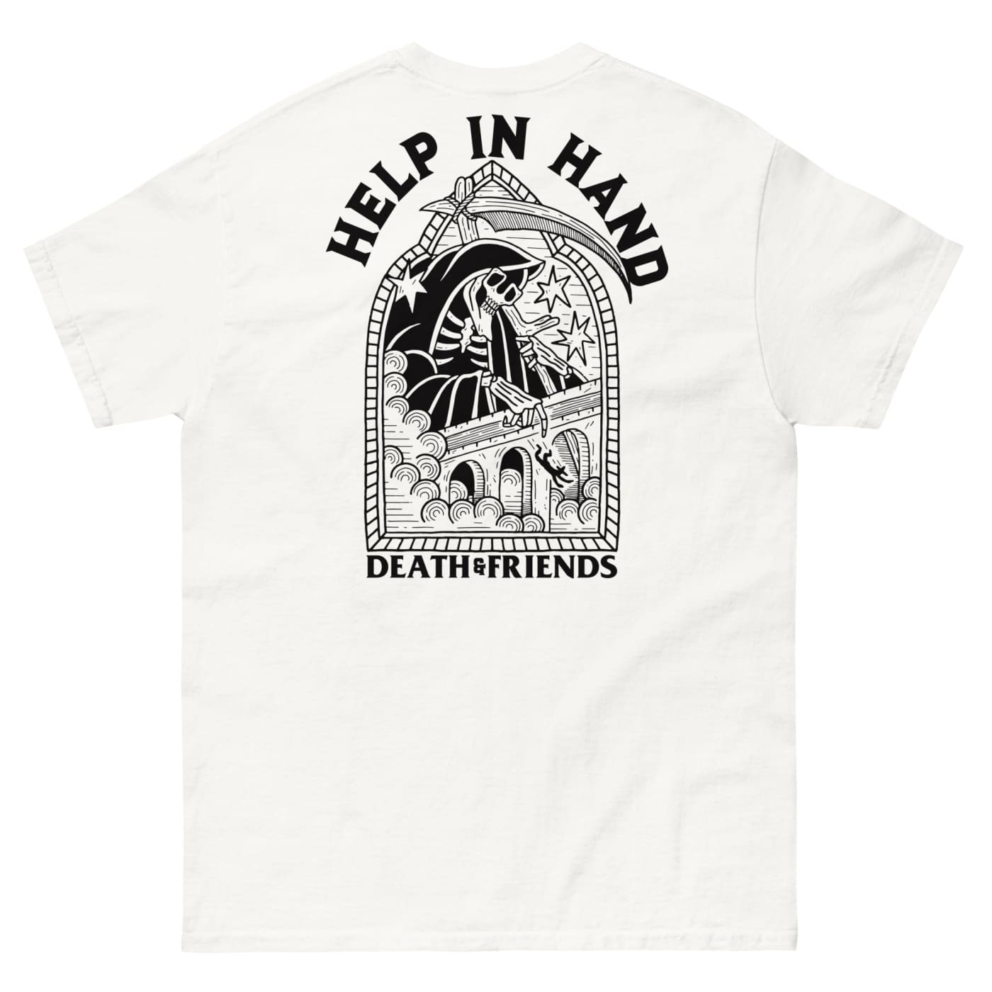 White "Help in Hand" t-shirt - Death and Friends - Streetwear Brand UK