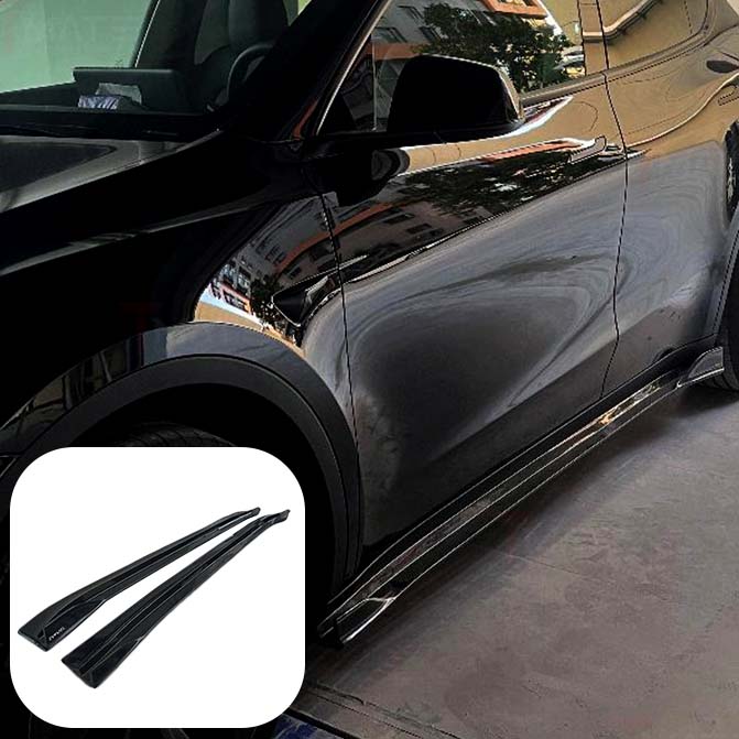 Model Y Side Skirts (1 Pair) - Real Dry Carbon Fiber（Glossy）