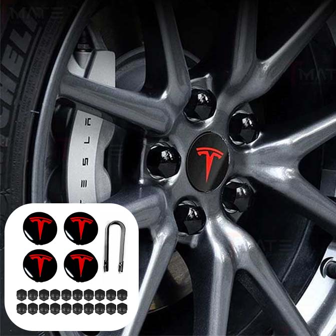 Dustproof and Waterproof Tesla Hubcaps For Model 3/Y/S/X (4+20+1＝25 Pcs)