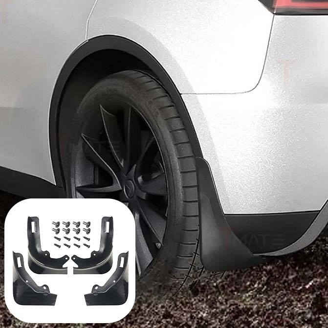 Screwless Mud Flaps  Carbon Fiber Look For 2020+ Tesla Model Y