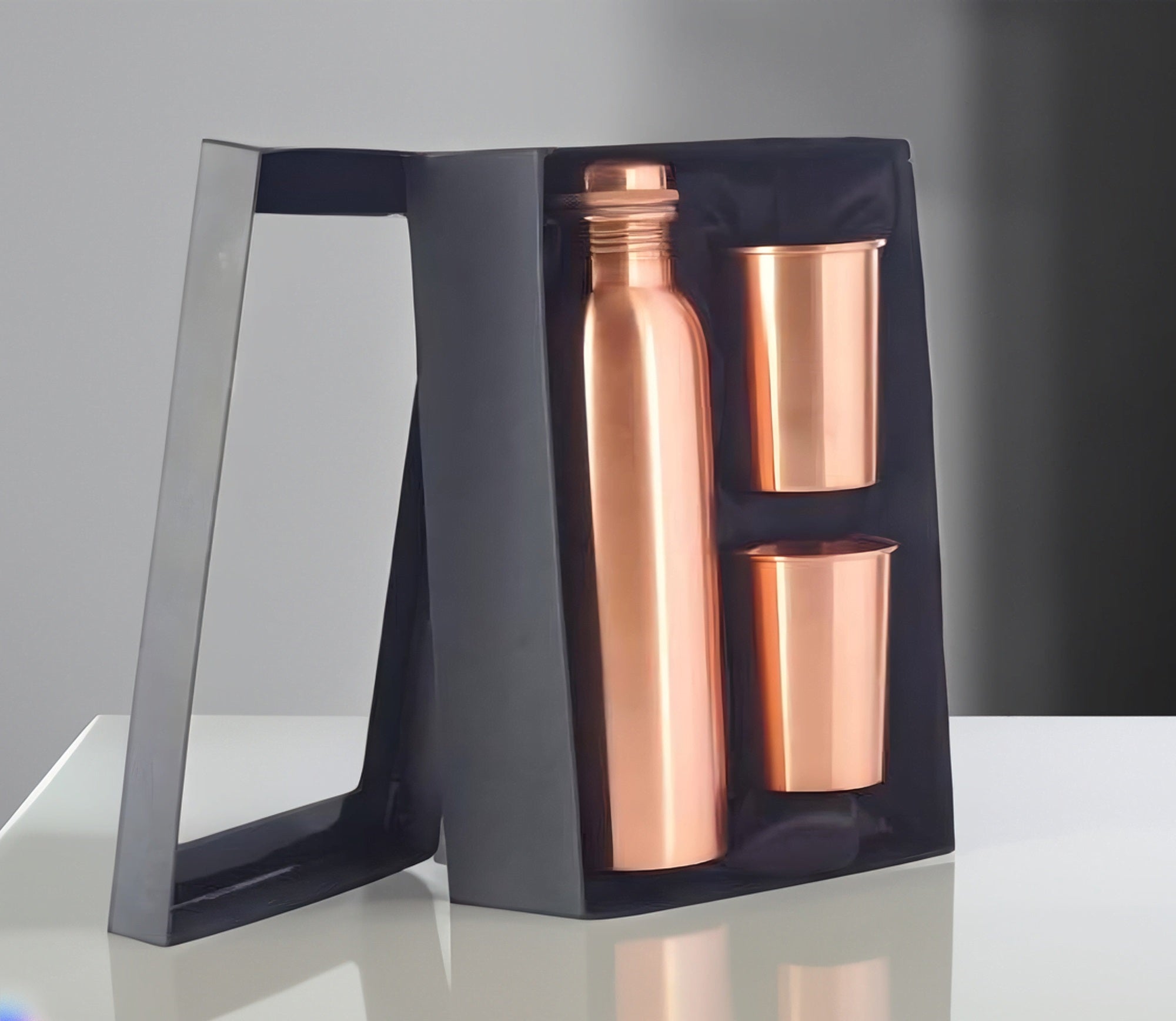 Copper Water Bottle Gift Set with Glass - 1 Liter