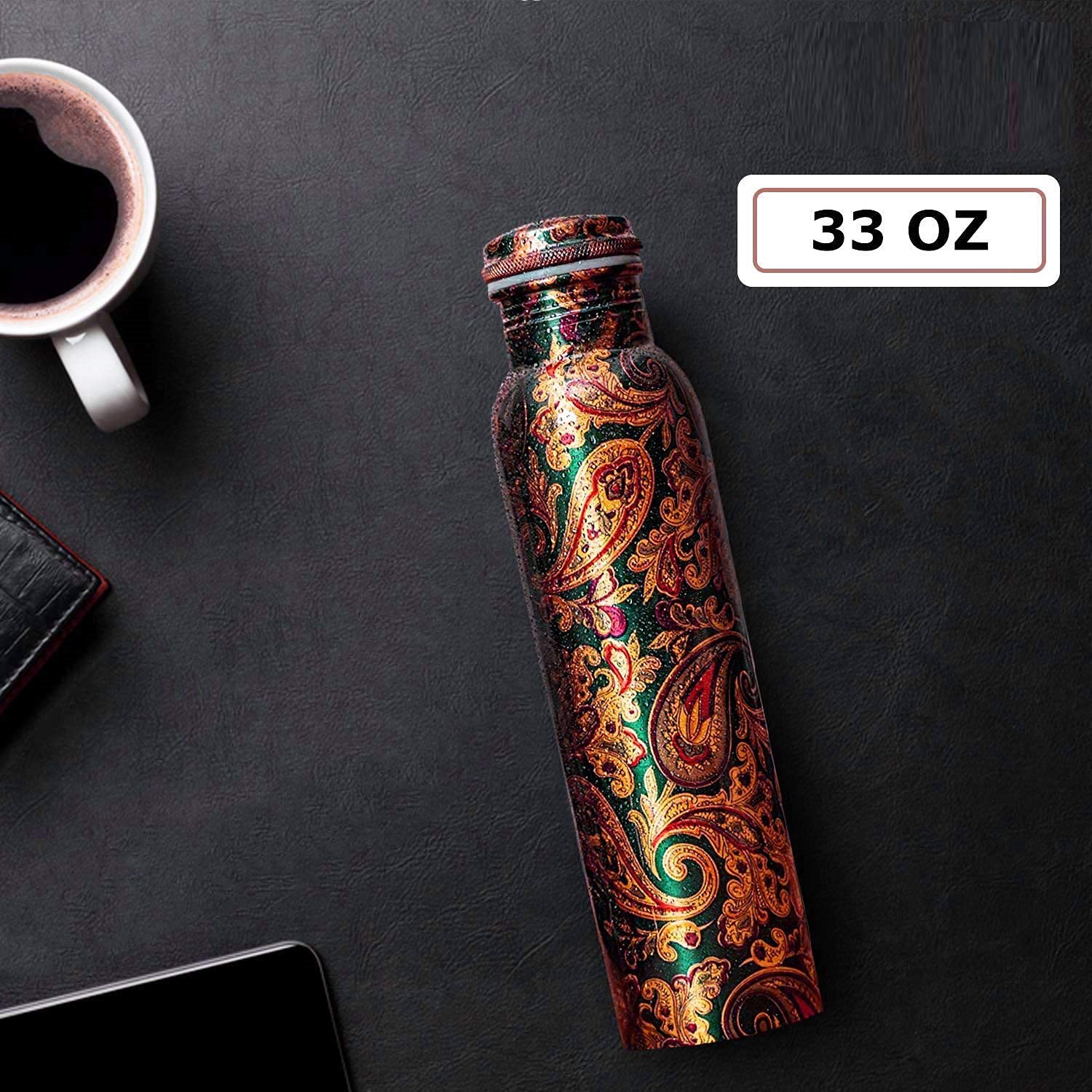 Classy Printed Copper Water bottle Set - 1L