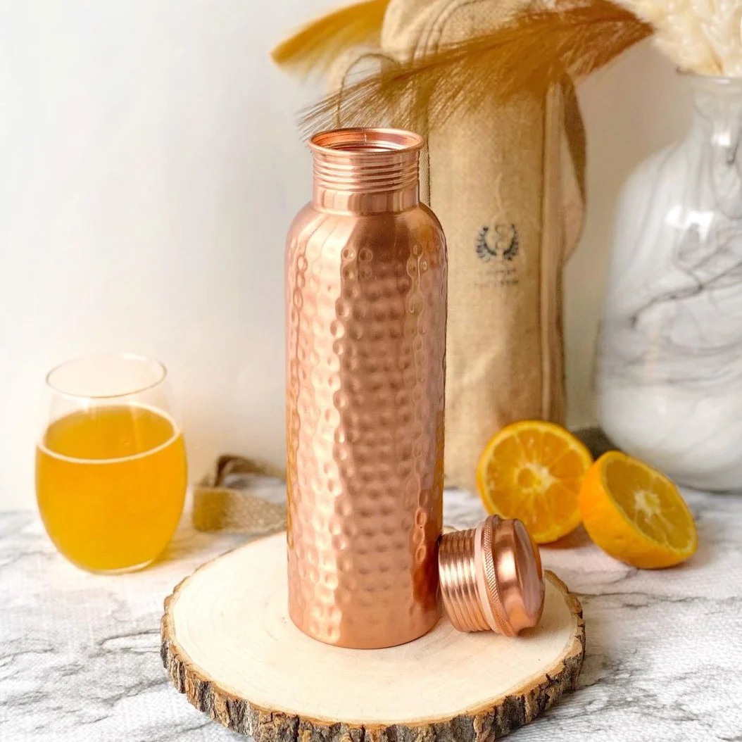 Hammered Copper Water Bottle - 1 Liter