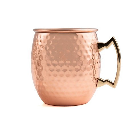 Hammered Pure Copper American Mule Mug Set - Brass Handle