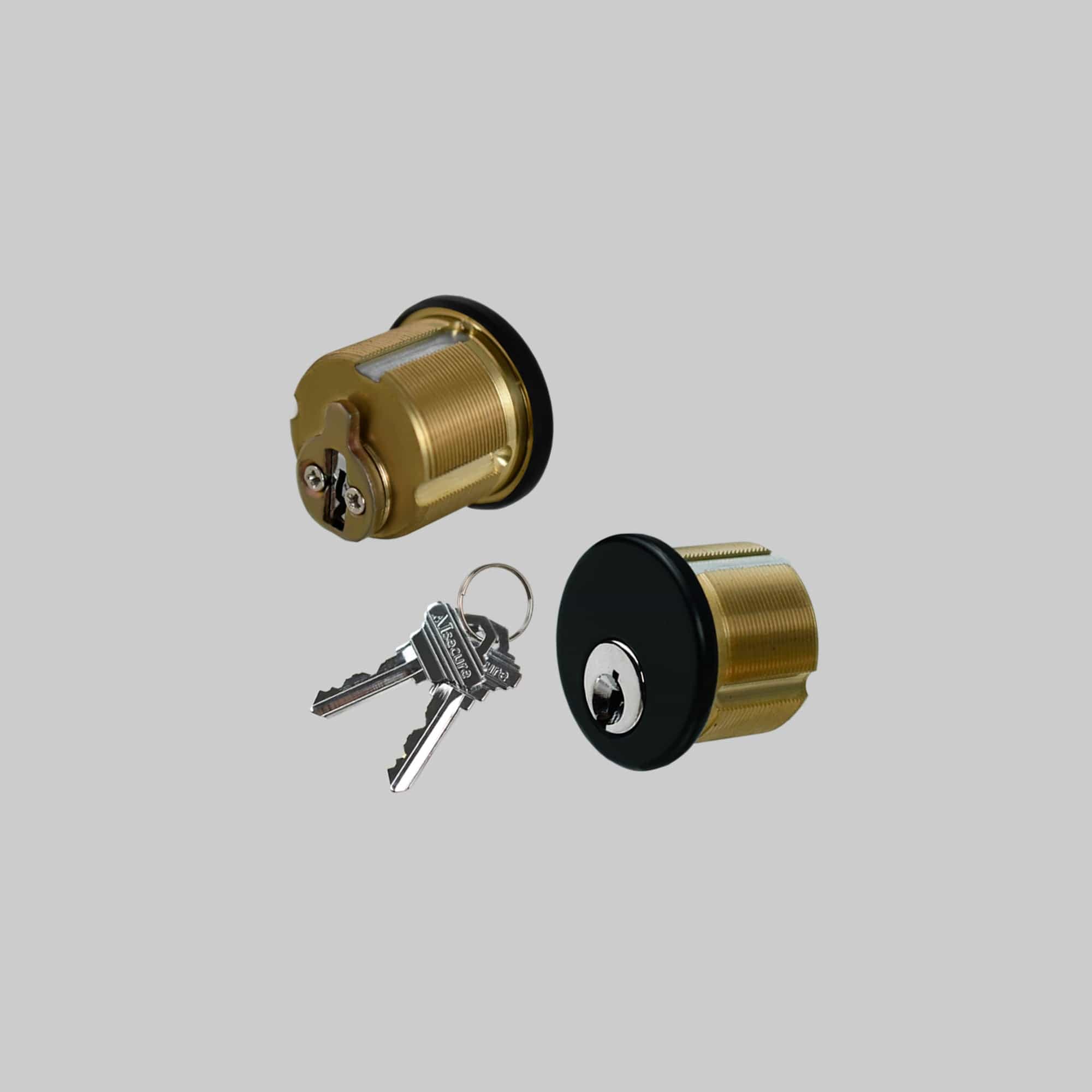 AIsecure Commercial Door Lock Mortise Cylinder with 2 Keys for SC Keyway Brass Finish Black