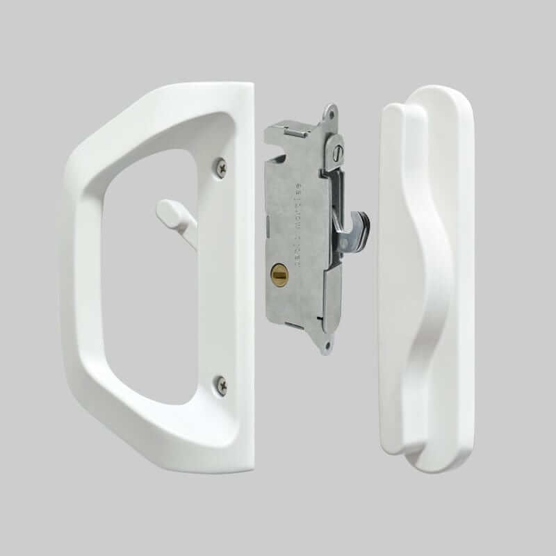 EASILOK  A10-Normal Sliding Patio Door Handle Set with Mortise Lock, Fits Door Thickness from 1-1/2" to 2-4/25", 3-15/16''Screw Hole Spacing, Matte White