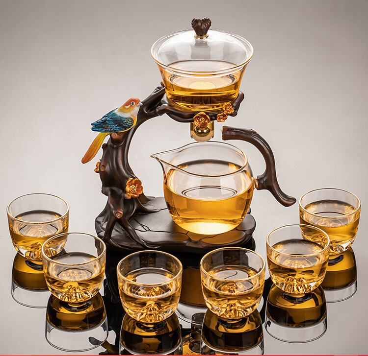 Kungfu Glass Tea Set Automatic Glass Teapot Set (Bird)