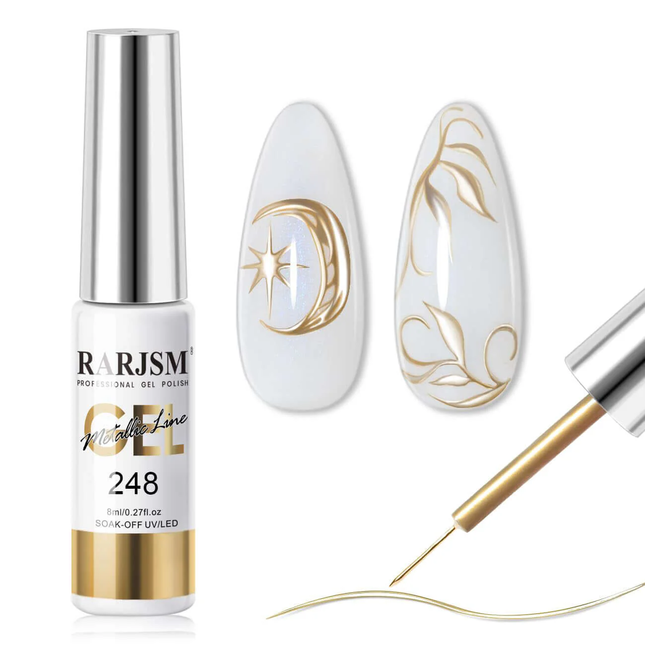Bronze Gold Mirror Chrome Metallic Nail Art Gel Liner 8ml #248