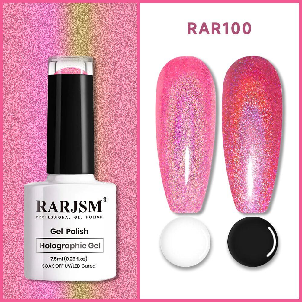 Neon Hot Pink Holographic Gel Nail Polish 7.5ml #100