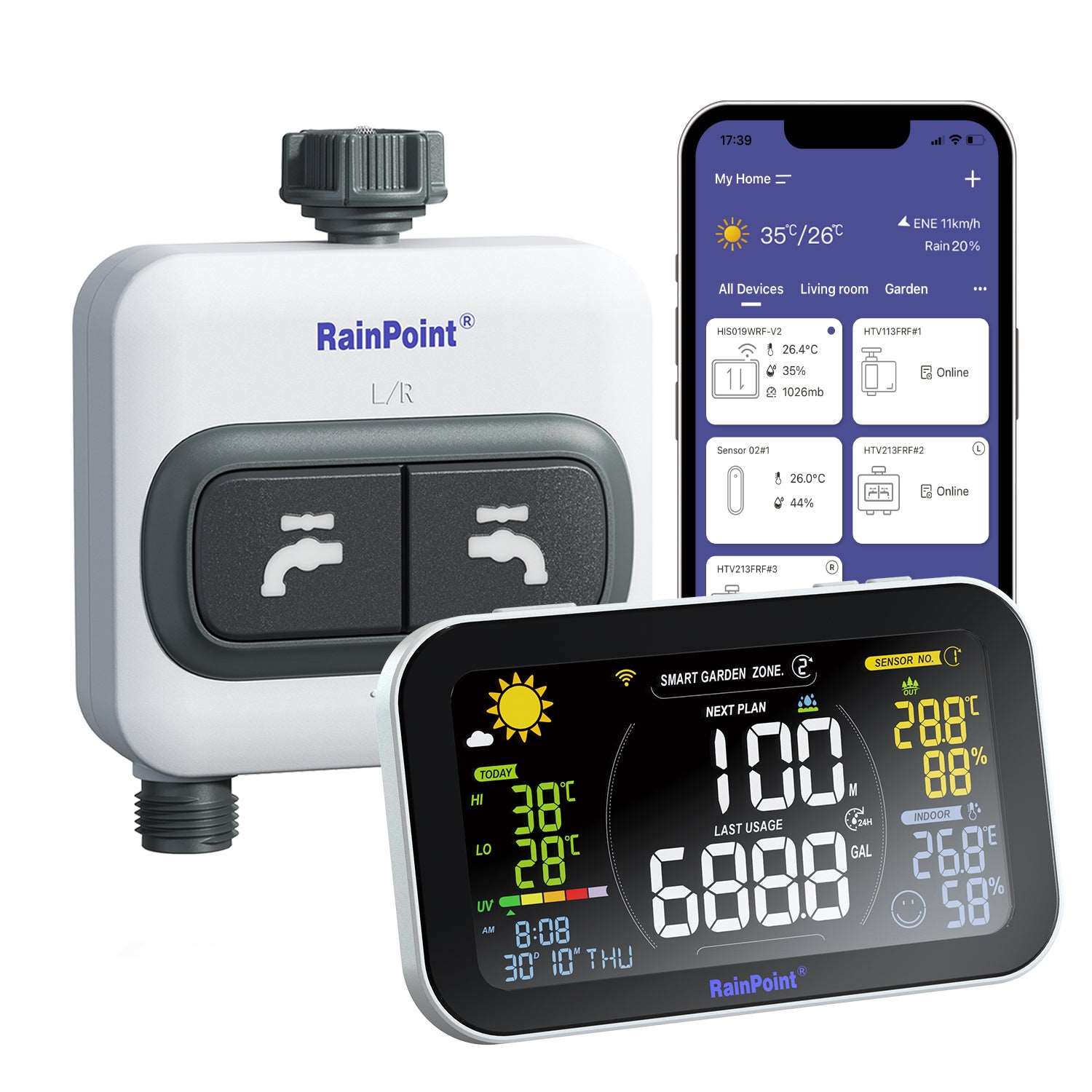 RainPoint Smart+ Garden Watering System Two-Zone Basic Package