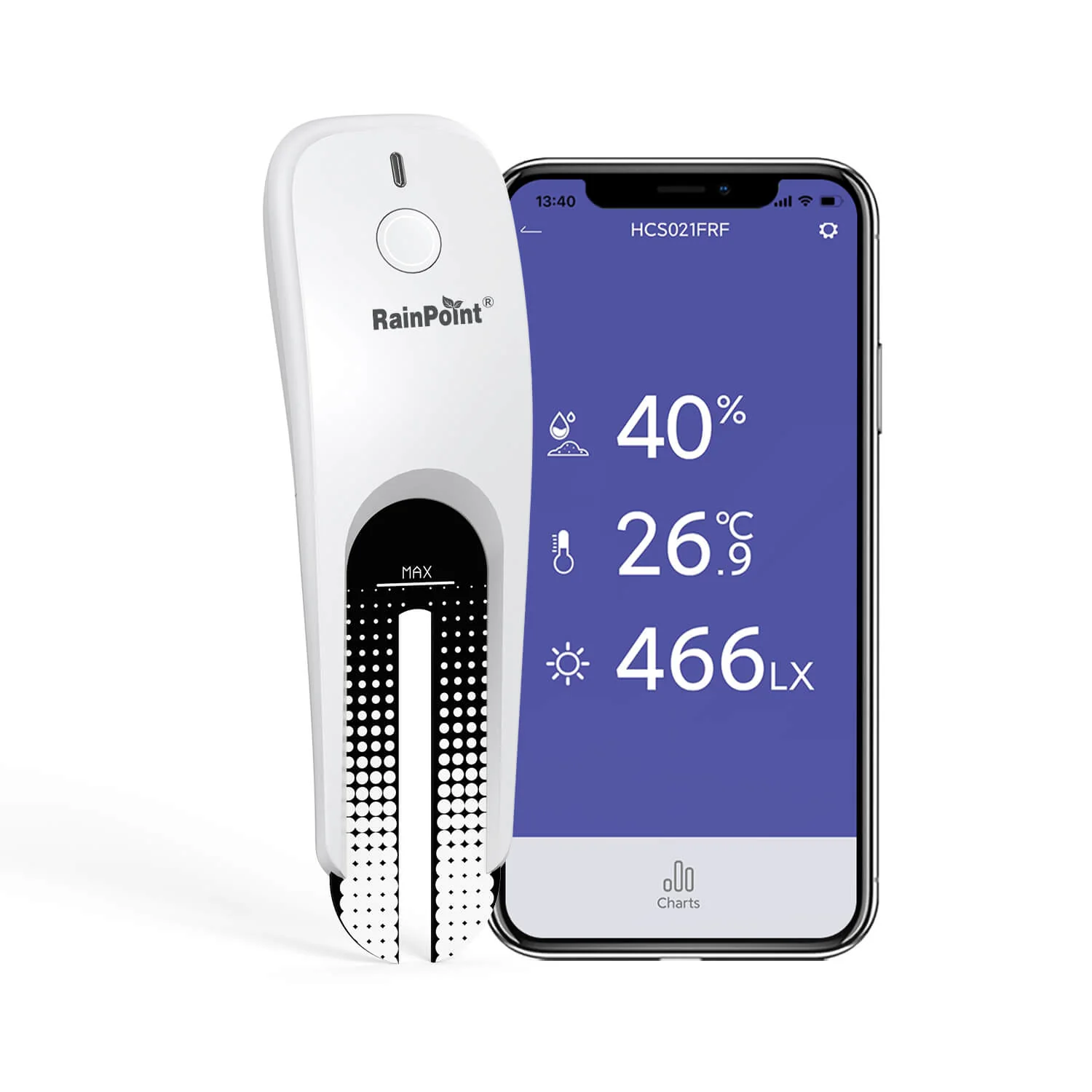 RainPoint Smart + Soil& Moisture Sensor Model No: HCS021- Soil Sensor Only, Must be Used with HIS019 WiFi Hub, 2.4Ghz WiFi Only