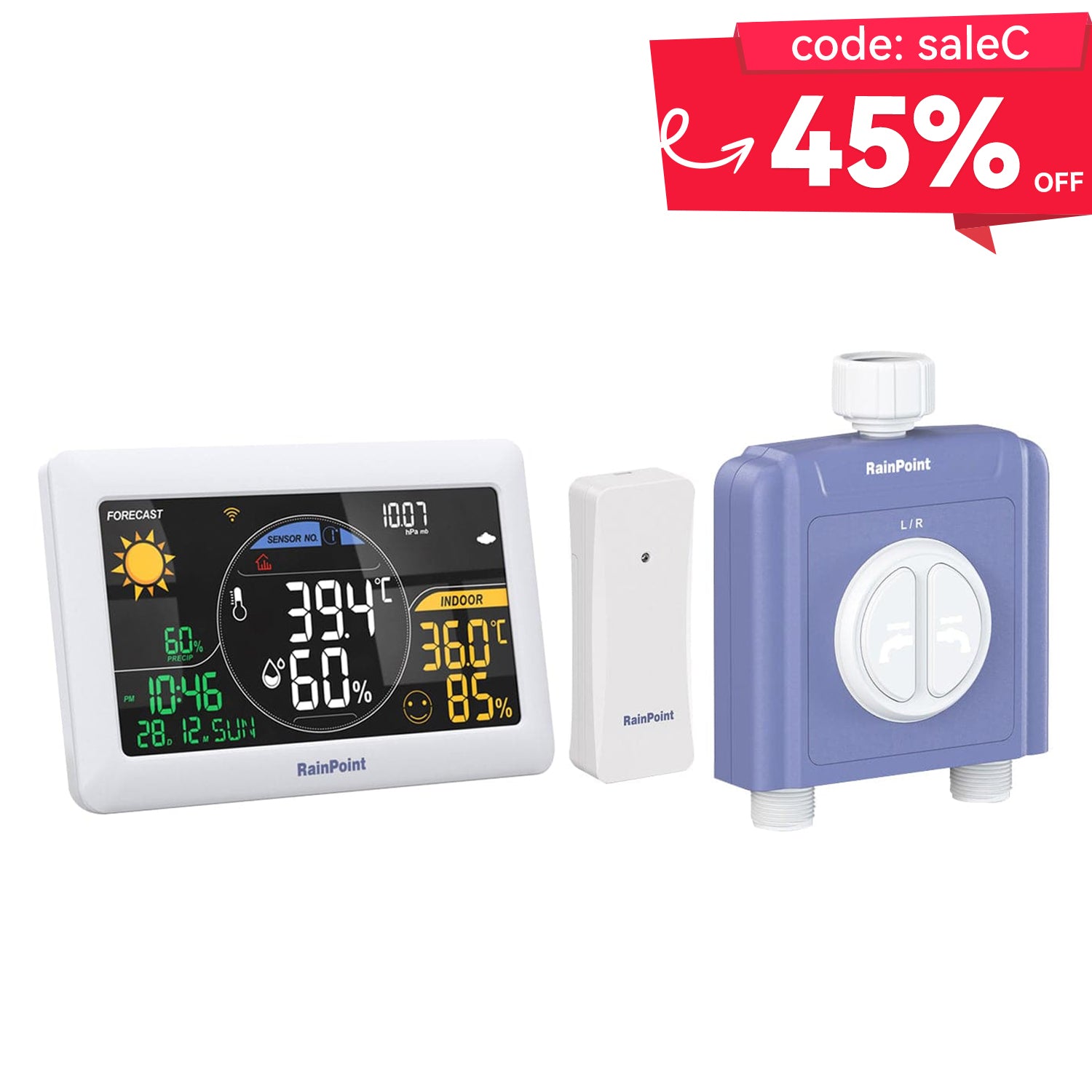 RainPoint WiFi 2-Zone Smart Sprinkler Timer & WiFi Weather Station Hub Homgar App