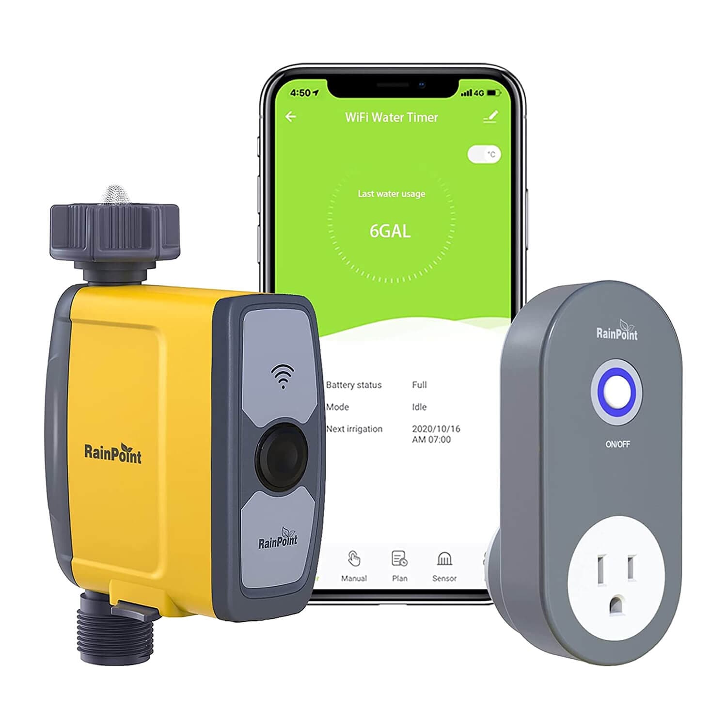 RainPoint Sprinkler Timer WiFi Water Timer, Smart Garden Hose Faucet Timer, 2-Zone Sprinkler Controller with Wi-Fi Hub Plug