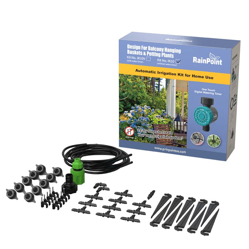 RainPoint IK10  Irrigation Kit, Automatic Watering System for Potted Plants(Timing valve not included）