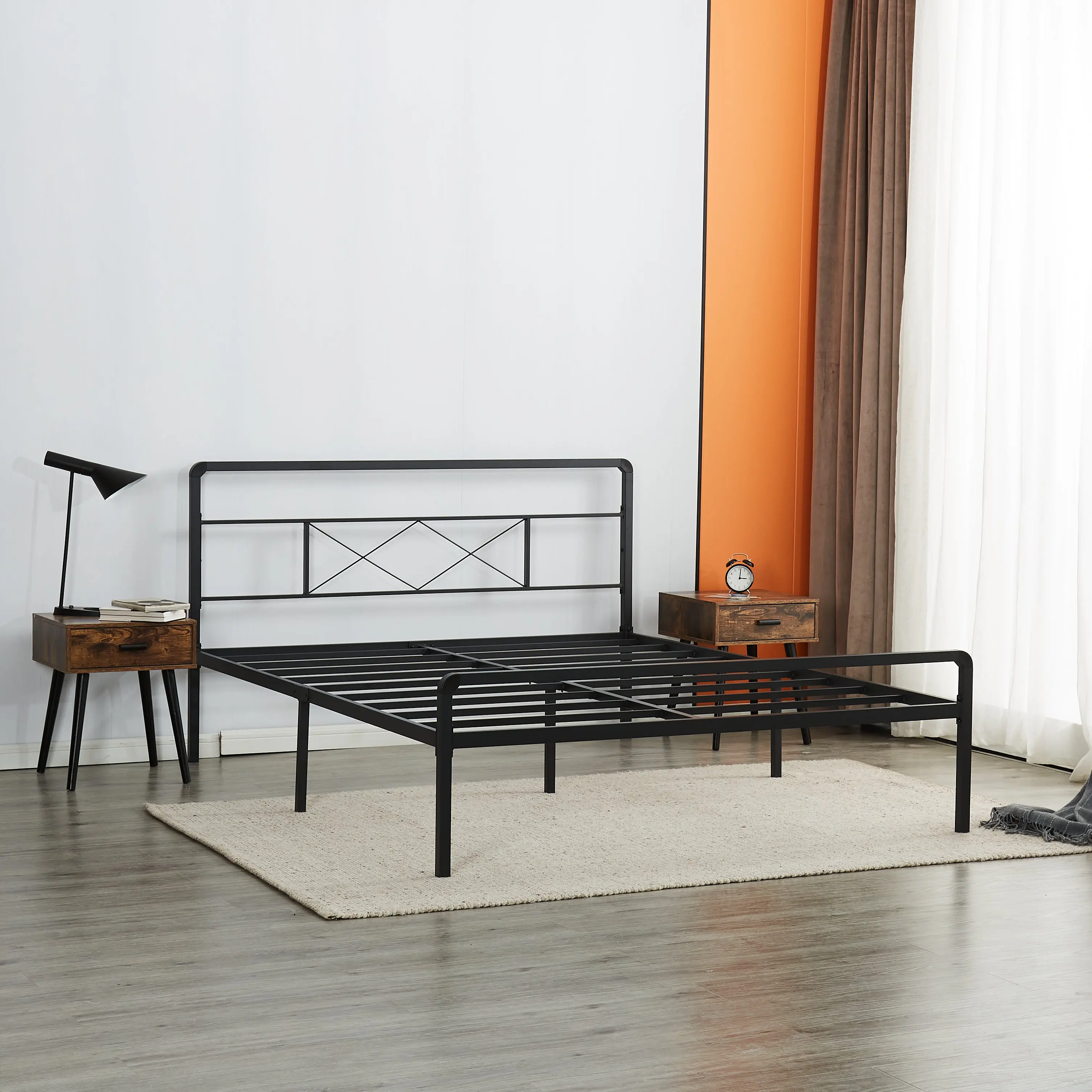 Metal Platform Bed Frame with Headboard