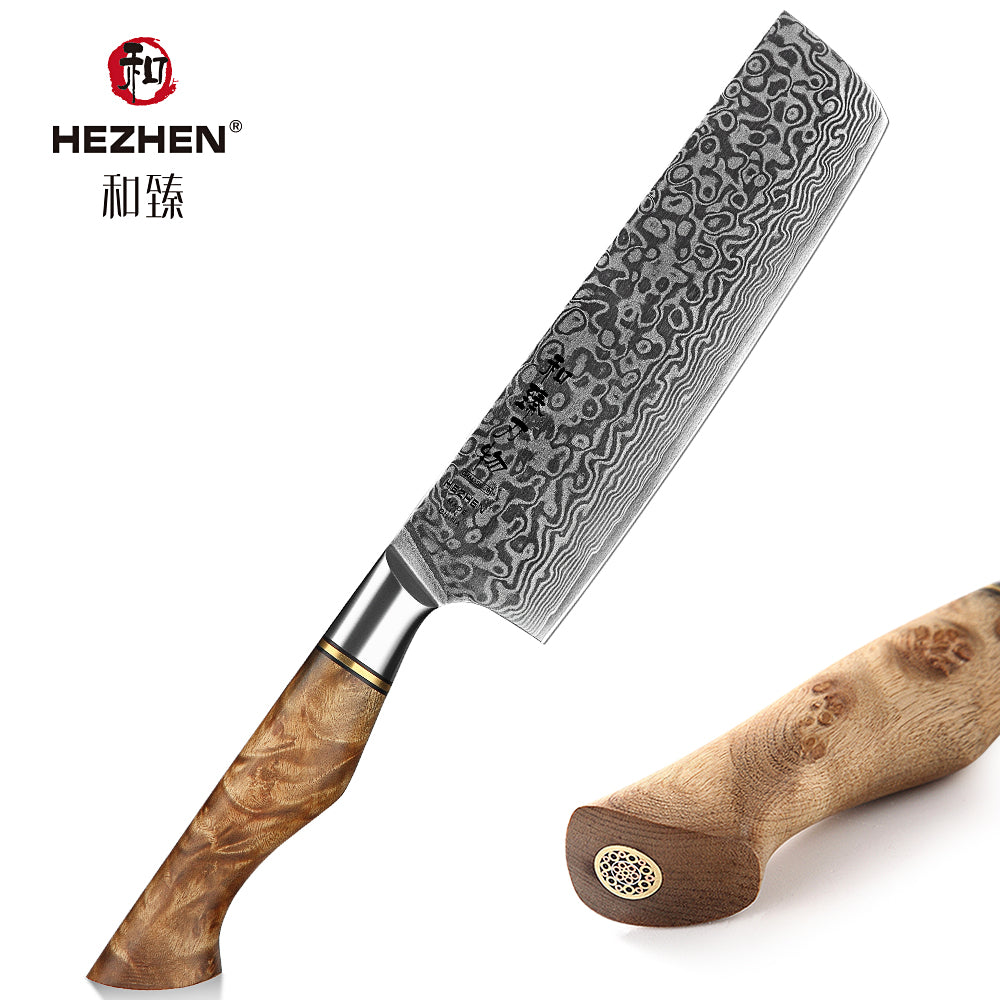 HEZHEN 7 inch Nakiri Knife Real 67 Layer Damascus Super Steel Super Cook Knife Cut Meat Fish vegetable Sharp Blade Kitchen Knife