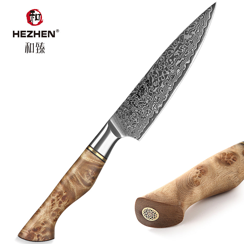 HEZHEN 5 inch Utility Knife Real 67 Layer Damascus Super Steel Super Cook Knife Pretty Peeling Knife Super Sharp Kitchen Knife