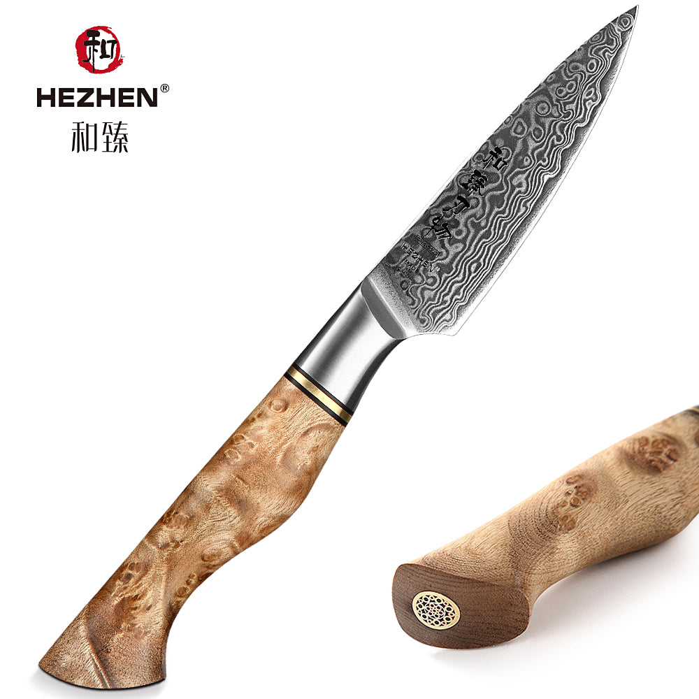 HEZHEN 3.5 inch Paring Knife Real 67 Layer Damascus Super Steel Cook Knife Super anti rust Sharp Blade Fruit Kitchen Knife