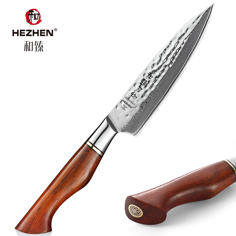 HEZHEN 5 Inches Utility Knife 73 Layers Powder Steel Damascus Steel Kitchen Slice Knives For Meat Cook Accessories