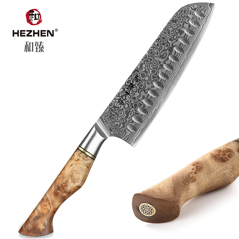 HEZHEN 7 inch Santoku Knife Real 67 Layer Damascus Super Steel Cut Meat Fish vegetable Janpanese Cook Knife Sharp Kitchen Knife