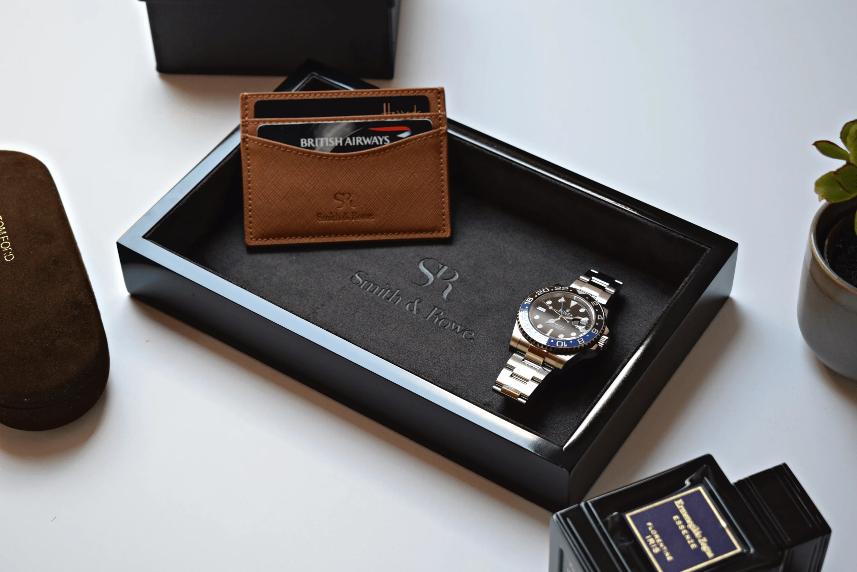 Luxury wooden watch tray - Black