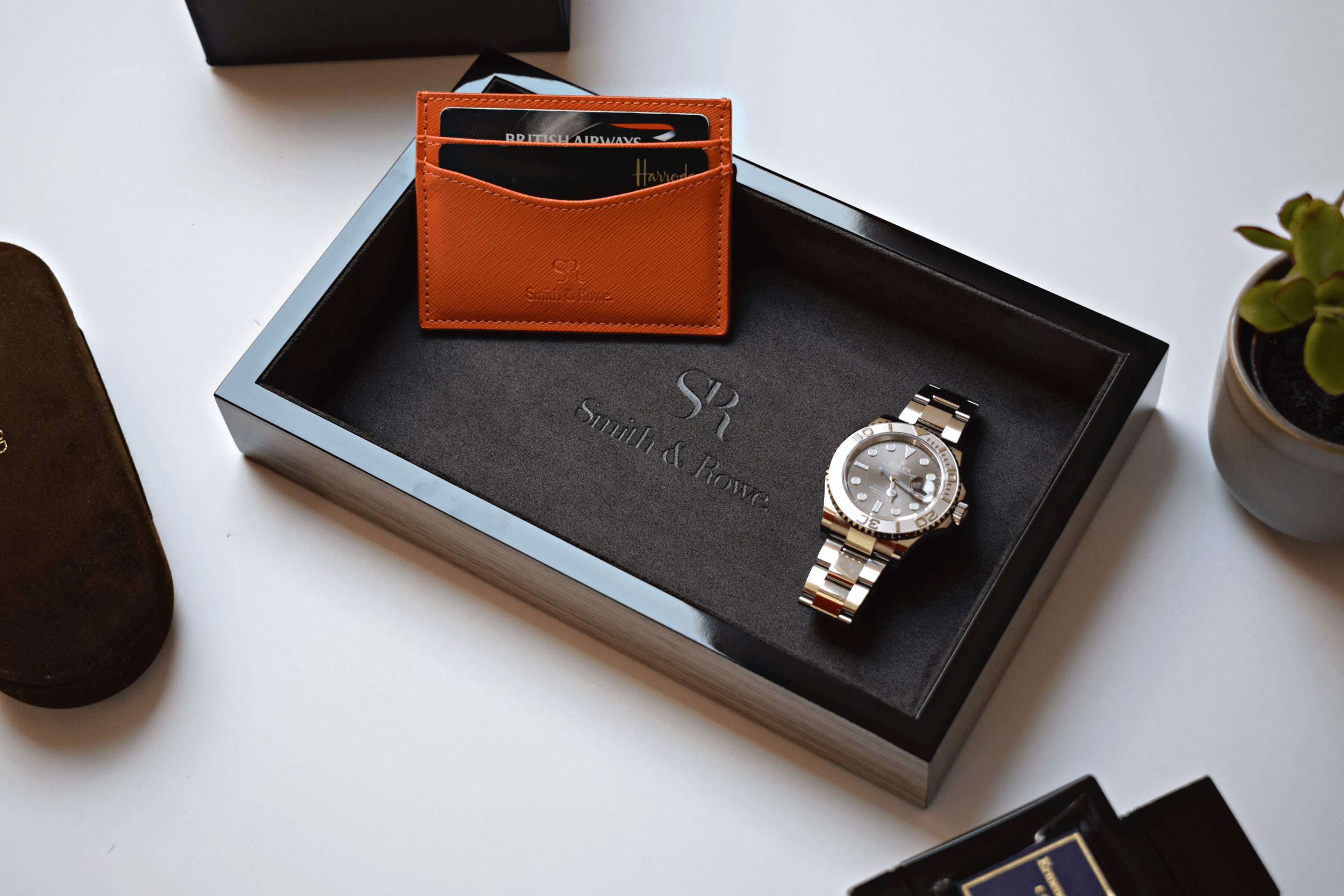 Luxury wooden watch tray - Grey