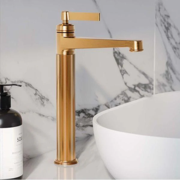 Abbey Satin Bronze Tall Ribbed Basin Tap N23