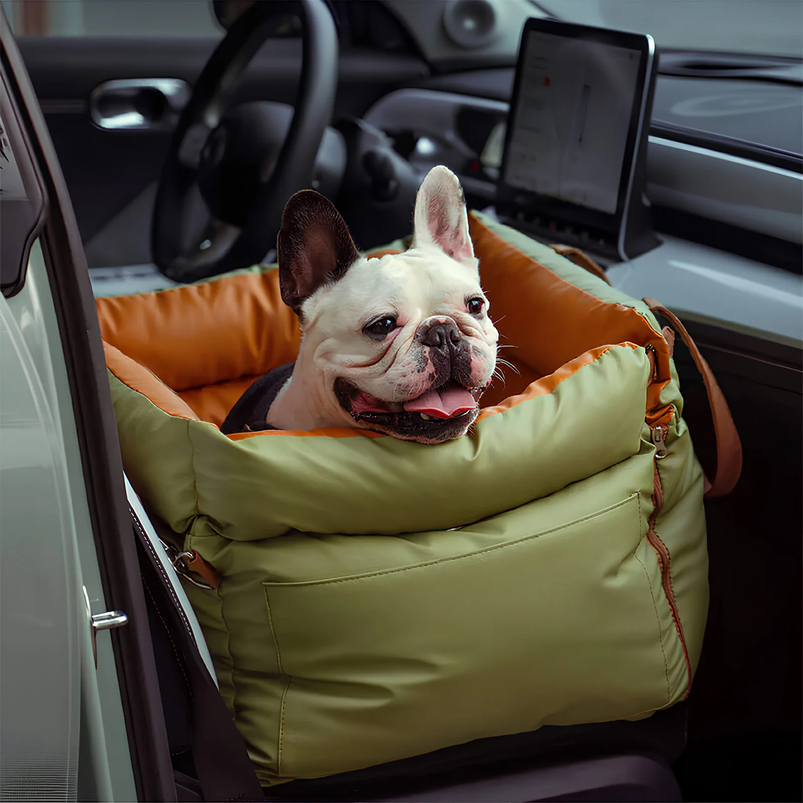 Deluxe Faux Leather Dog Car Seat Booster Bed - Urban Voyager