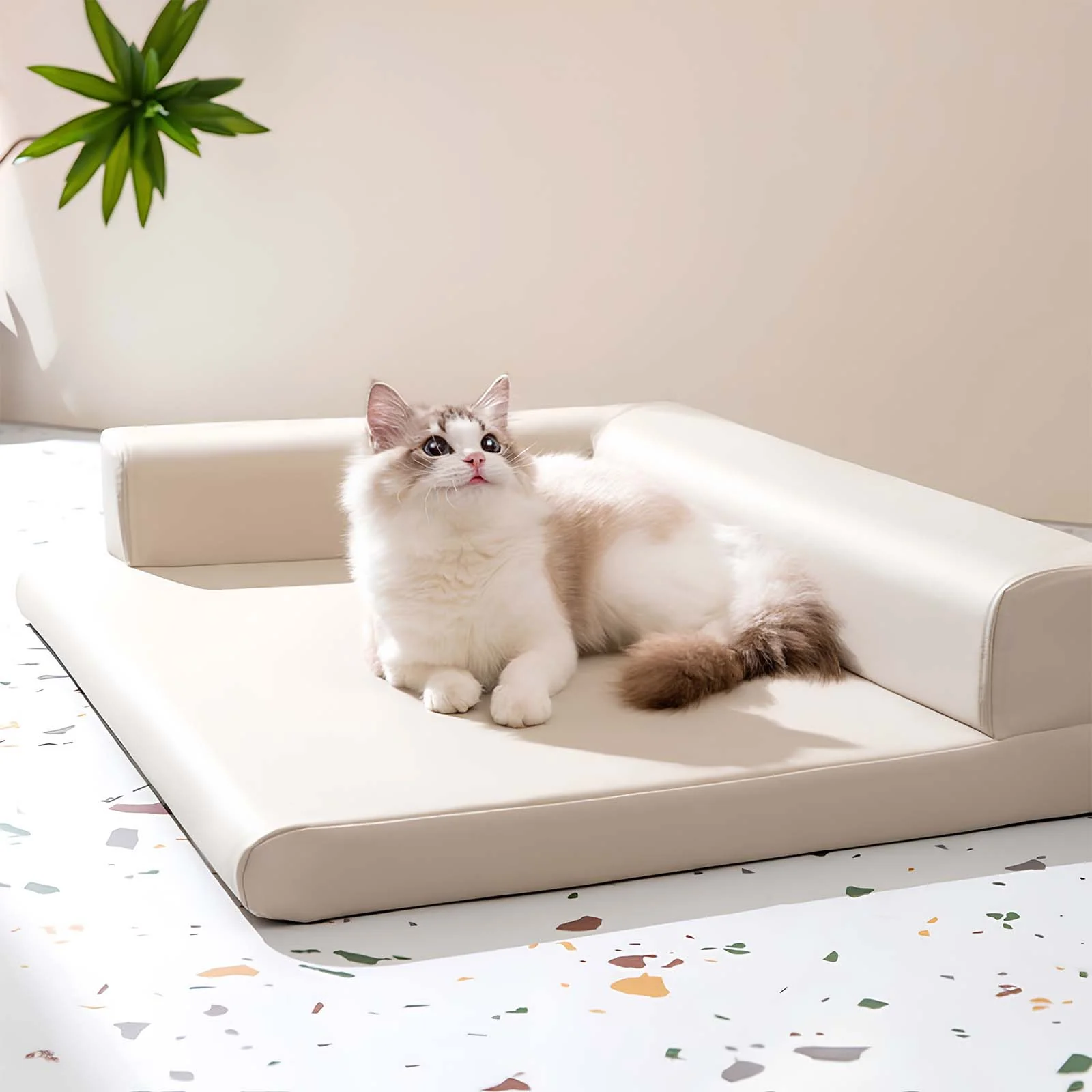 Leather Neck Guard Sofa Bed for Dogs & Cats