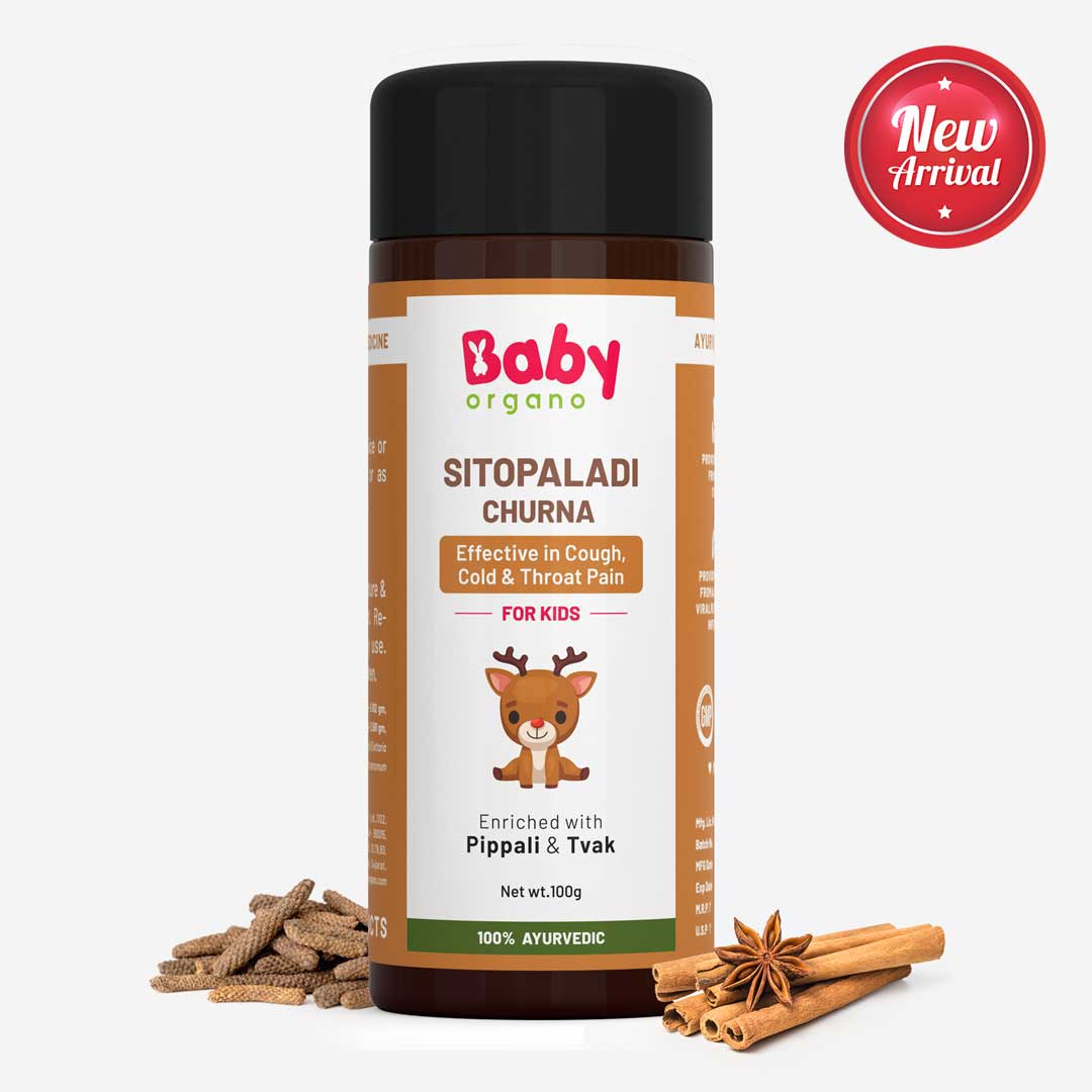 BabyOrgano Sitopaladi Churna For Kids | Contains Pippali & Tvak | Effective in Kid's Cough Naturally | 100% Ayurvedic