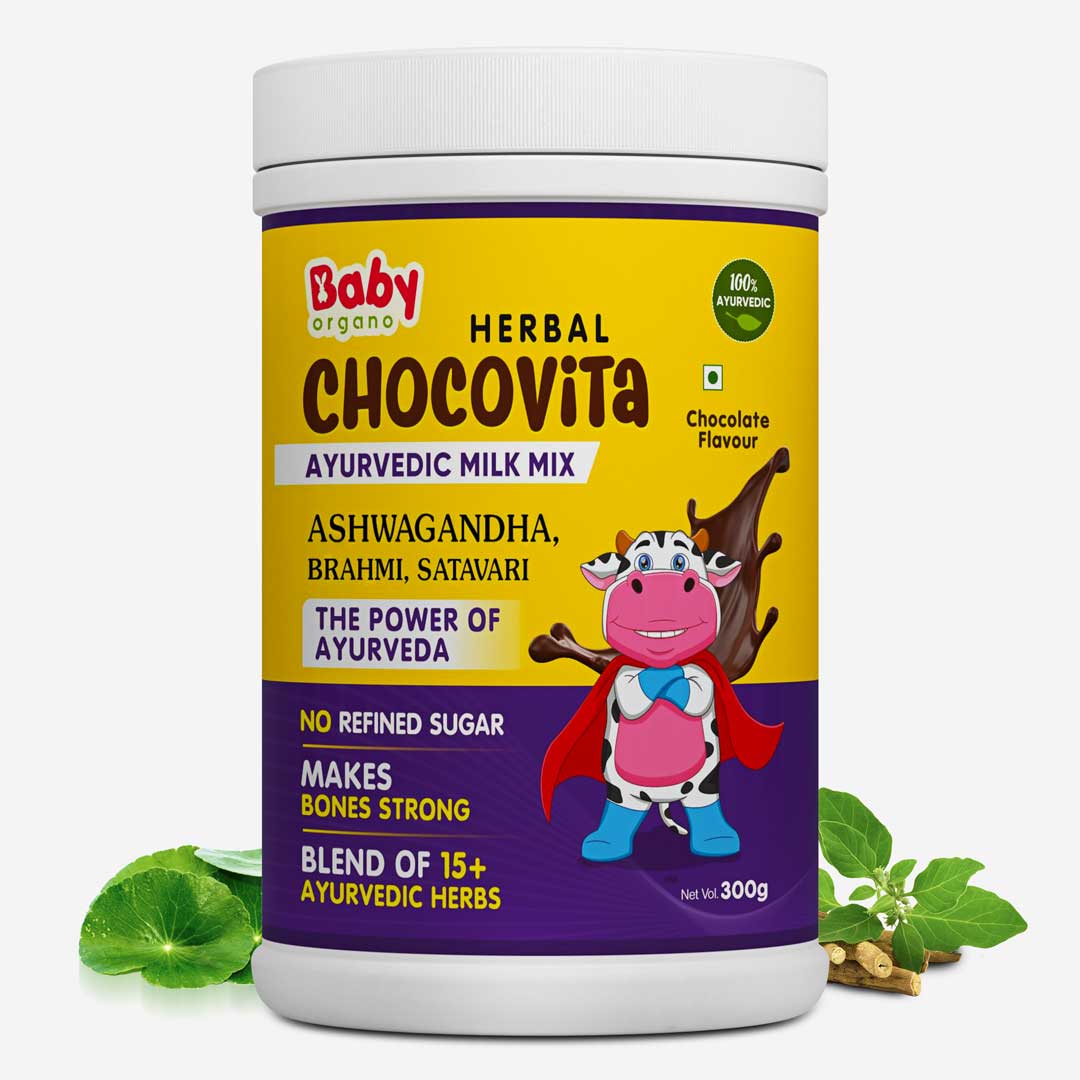 BabyOrgano Herbal Chocovita Health & Nutrition Drink | 100% Ayurvedic Herbs | No Refined Sugar | Make Bones Strong | Supports Weight & Height Gain | FDCA Approved