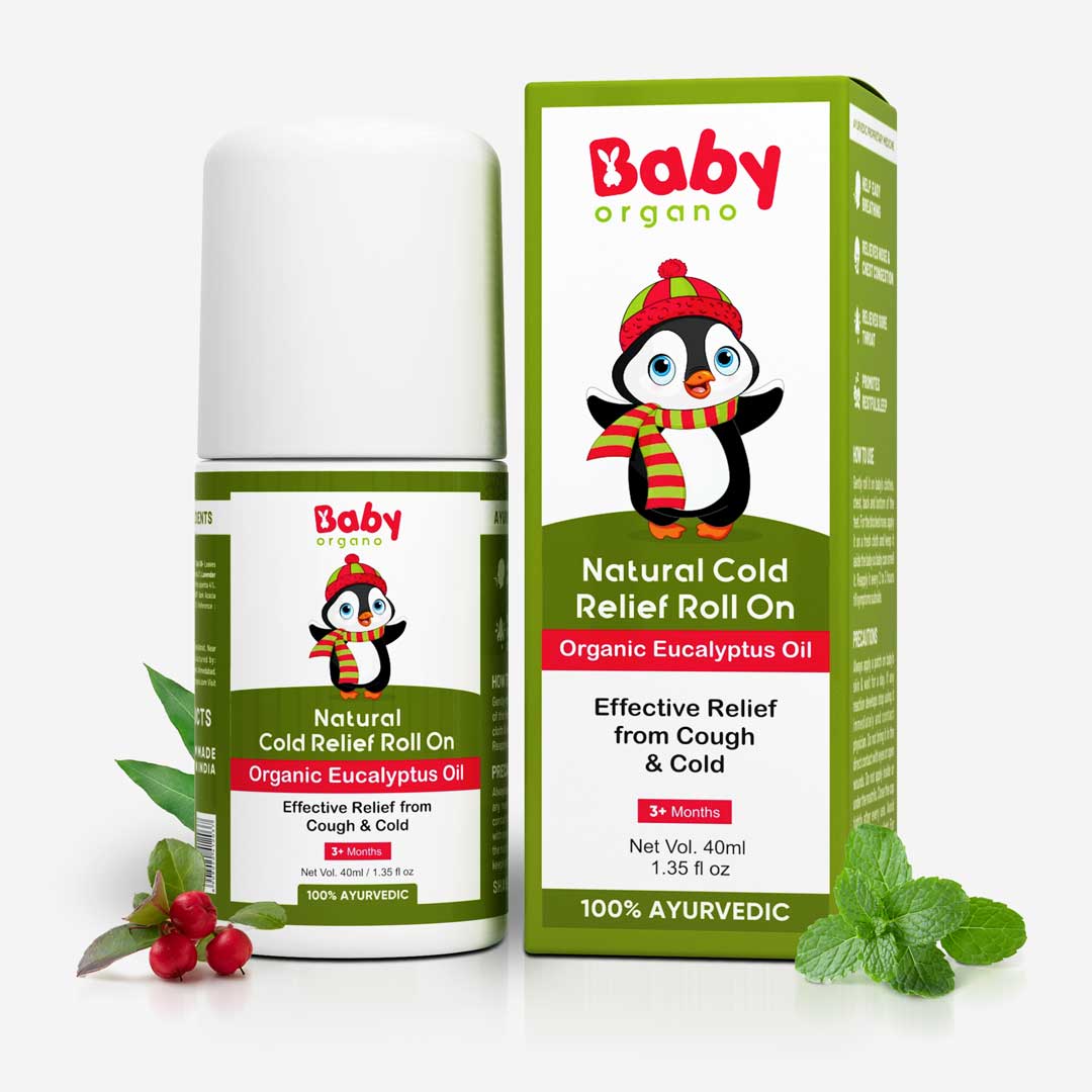 BabyOrgano Natural Cold Relief Roll On | Made with Organic Essential Oils |  Gives relief from Blocked Nose, Cold, Cough & Congestion