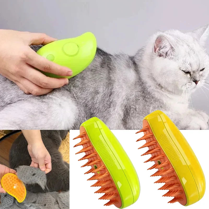 Cat Steam Brush Electric Spray Water Spray Kitten Pet Comb Soft Silicone Depilation Cats Bath Hair Brush