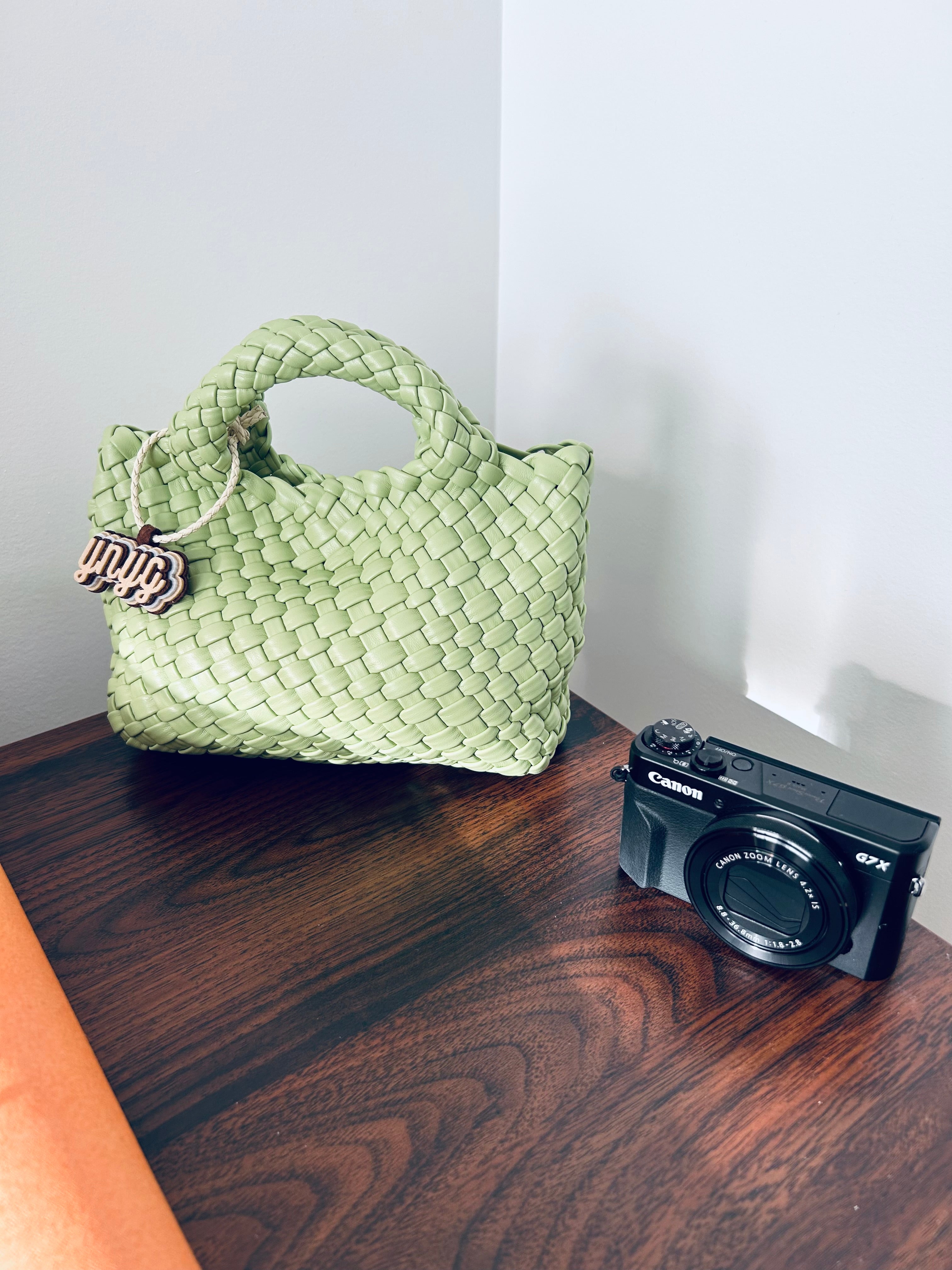 YNYG Calliope  Hand Woven Mini Tote, Apple Green