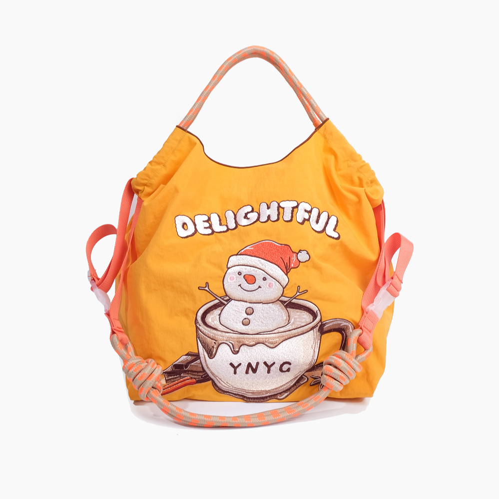 YNYG CityBag w/ Shoulder Strap - Marshmallow Snowman's Delight - Orange