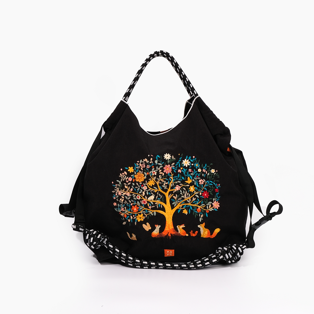 YNYG CityBag w/ Shoulder Strap - Tree of Life - Black