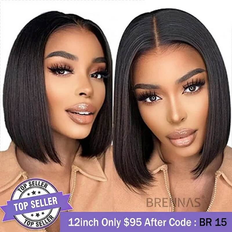 Brennas Hair Short Bob Straight Wig 4x4/13x4 Lace Wig Human Hair Wig