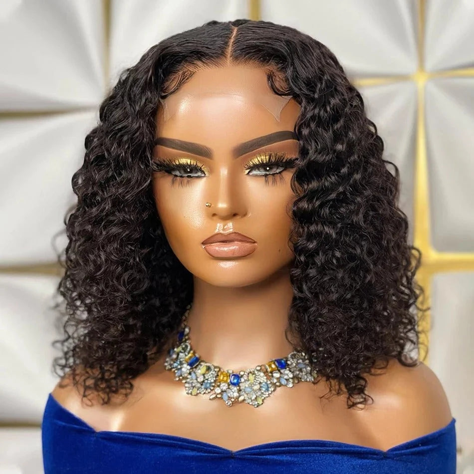 Brennas Deep Wave Bob Wigs 4x4 Lace Closure Short Human Hair Wigs