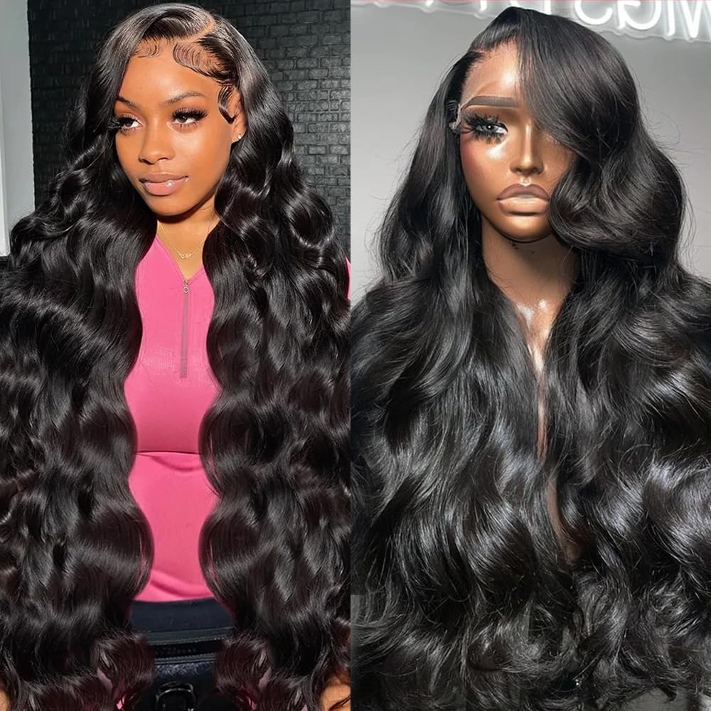 26 Inch Body Wave Lace Front Wigs Human Hair 13x4 Lace Front Wigs Human Hair Pre Plucked Body Wave Glueless Frontal Wigs Human Hair 180% Density for Women